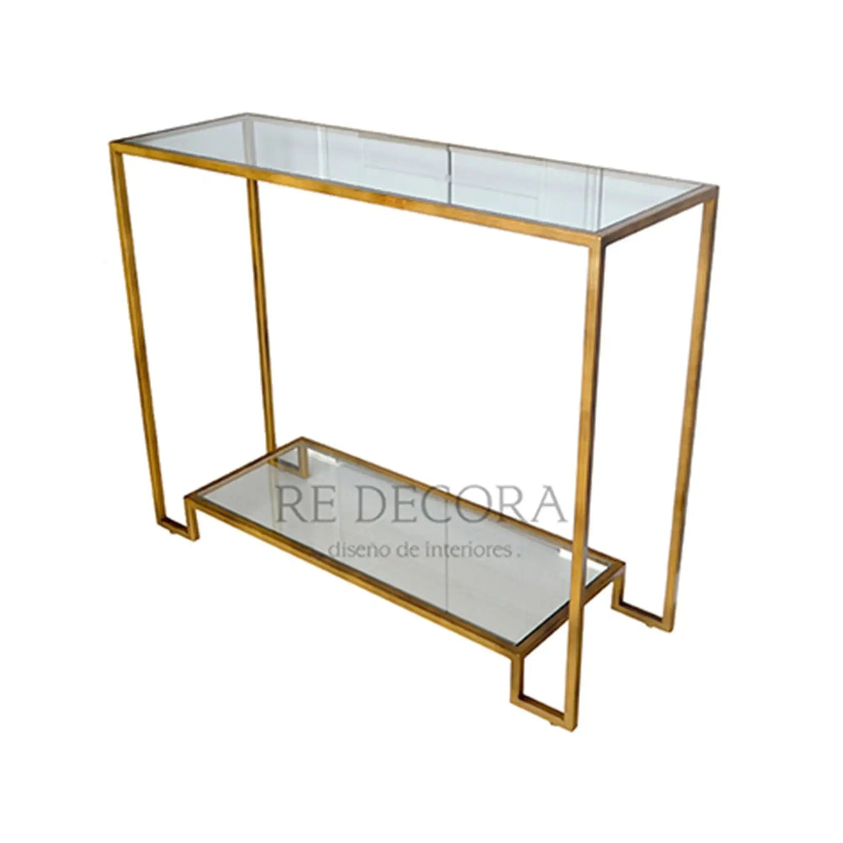 mesa de arrimo con fierro dorado