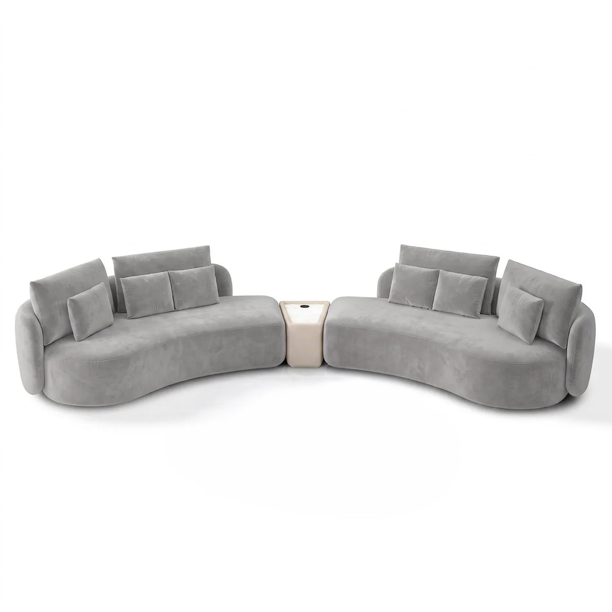 Sofá Bacuri sin mesa de centro - con mesa de apoyo Tela Gris Claro