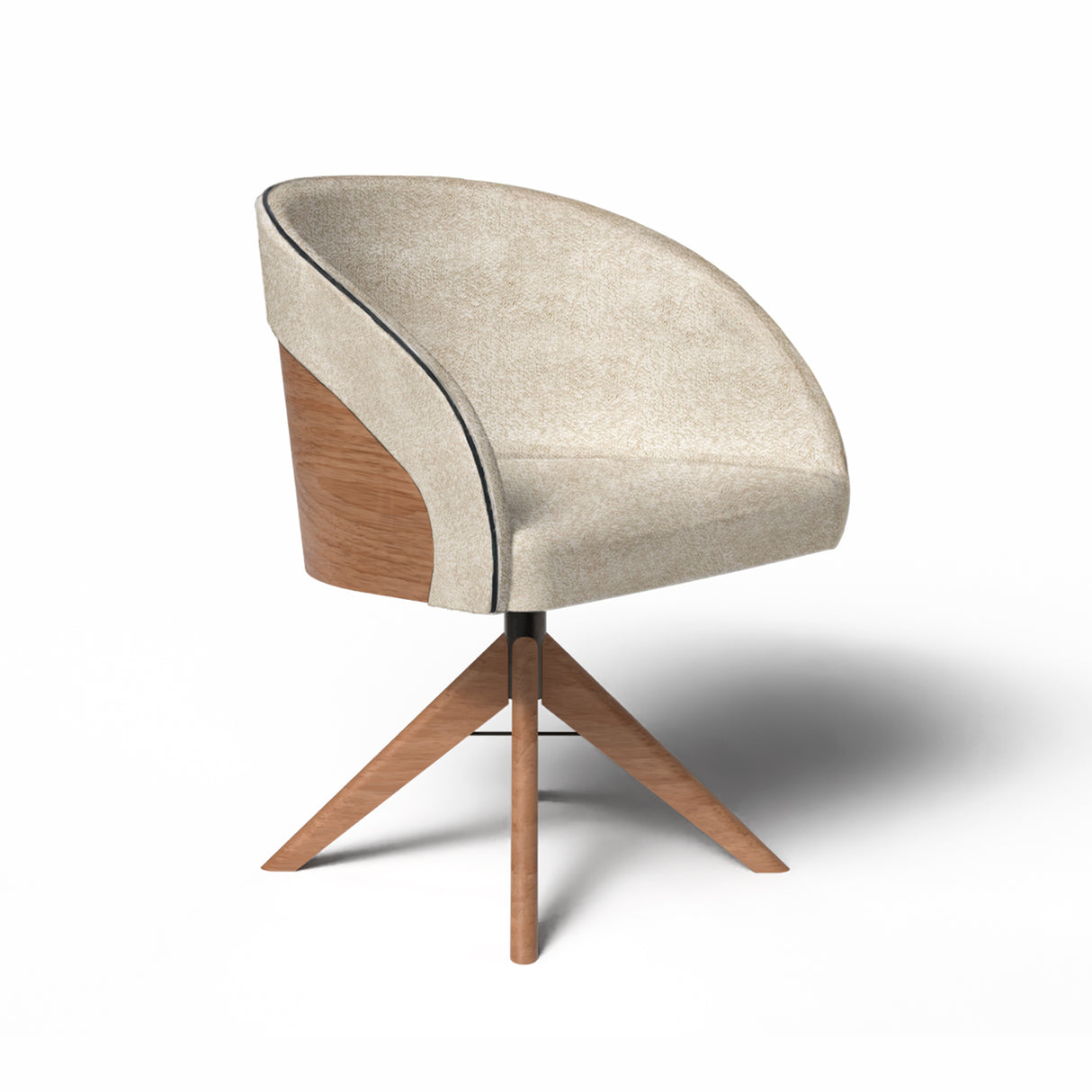 poltrona / poltrona con base giratoria / poltrona con patas de madera / poltrona de tela / poltrona de madera