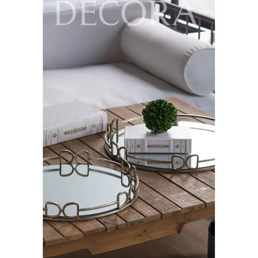 Bandeja Redonda de Espejo Grande Re Decora