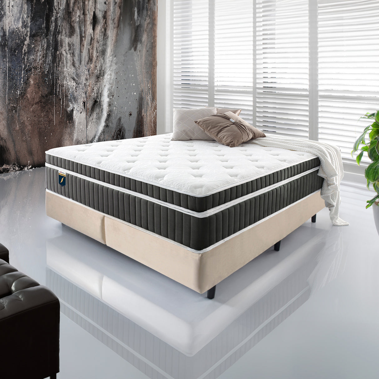 Cama Europea 2 plazas Sognare con somier Eleganza Stock Re Decora