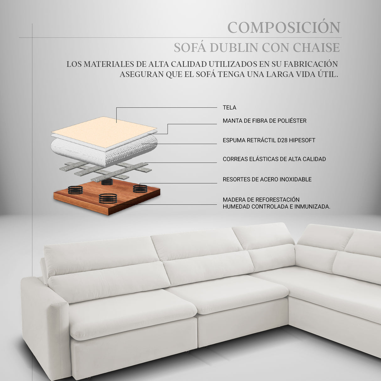 Sofá Dublin con Chaise Longue