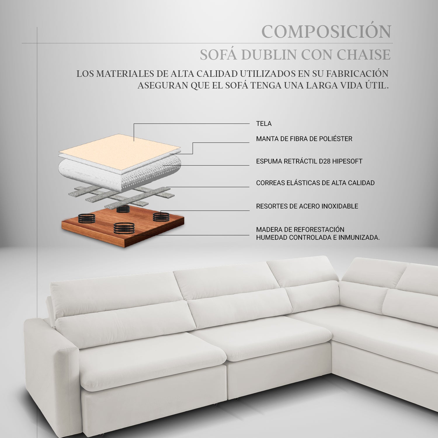 Sofá Dublin con Chaise Longue