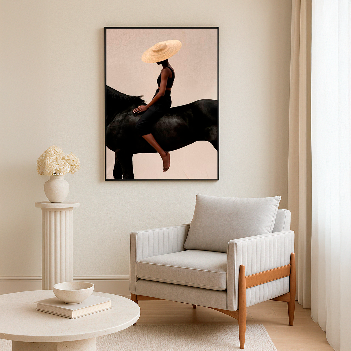 Cuadro Decorativo Jinete Femenina Bihua