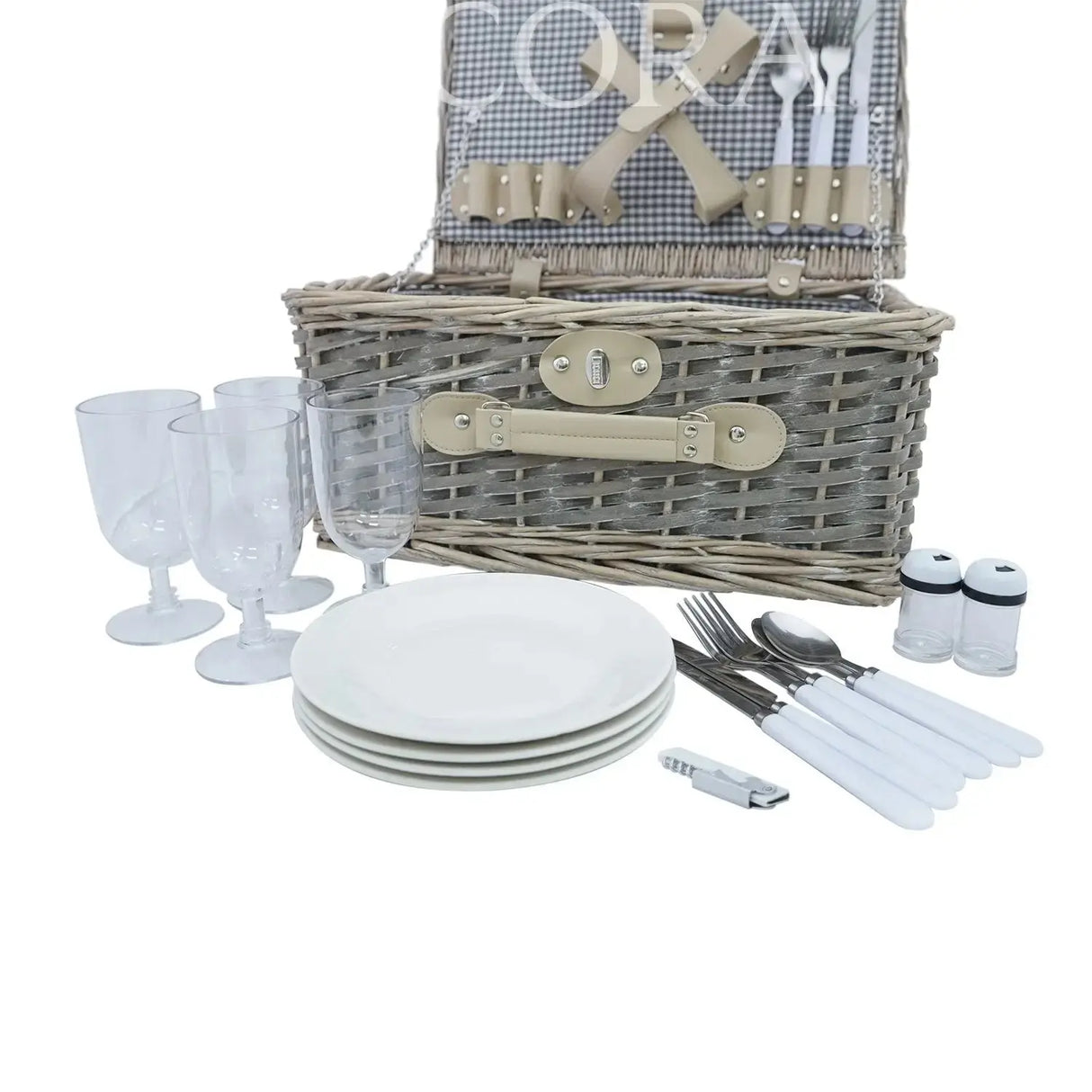 Canasta Picnic Ratán para 4 personas