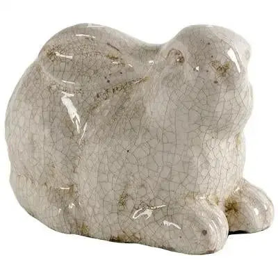 Conejo Acostado de Céramica craquelada