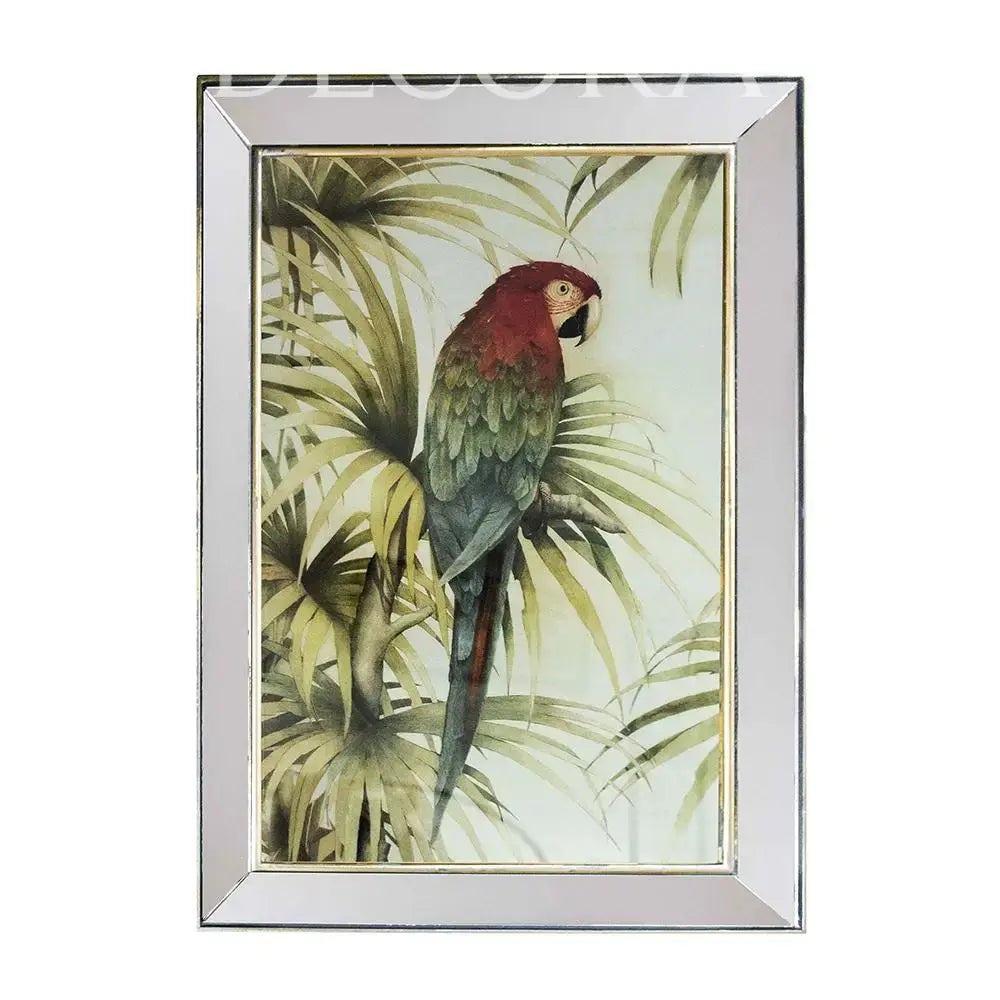 Cuadro Guacamayo marco espejo 65x50cm