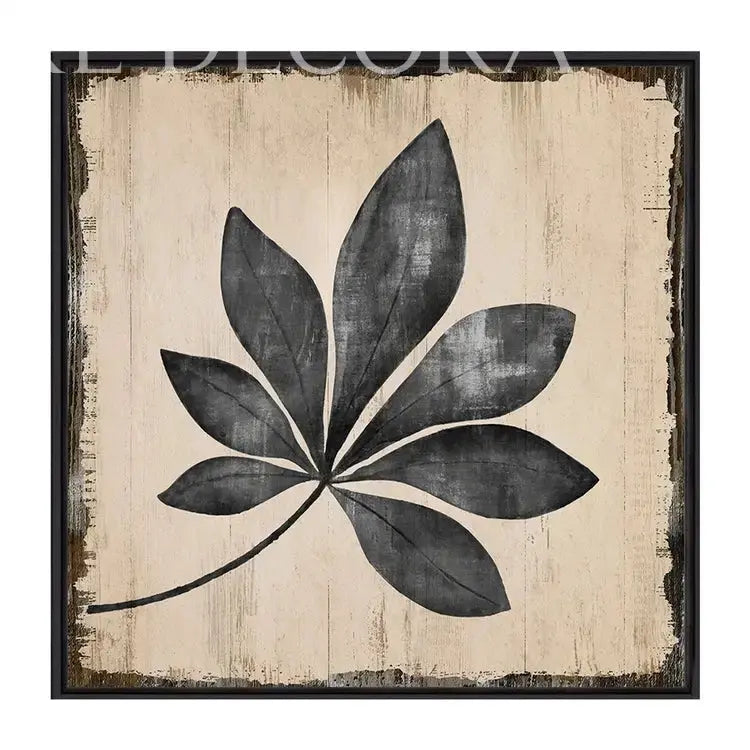 Cuadro Hoja Palma Negra Re Decora