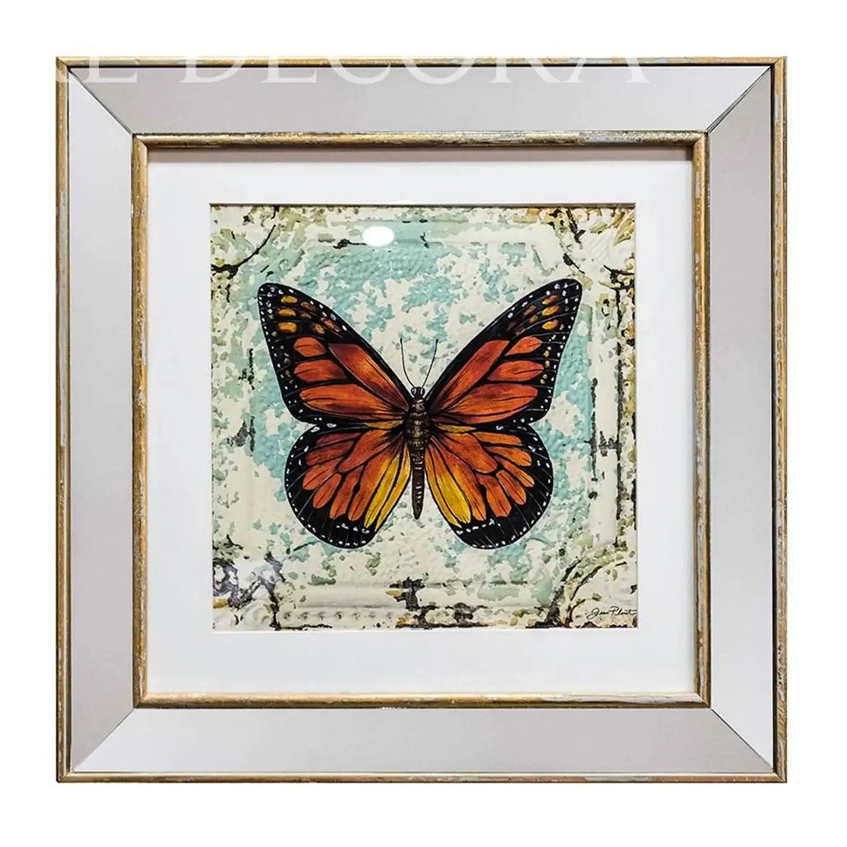 Cuadro Mariposa marco espejo doré 48x49cm Re Decora