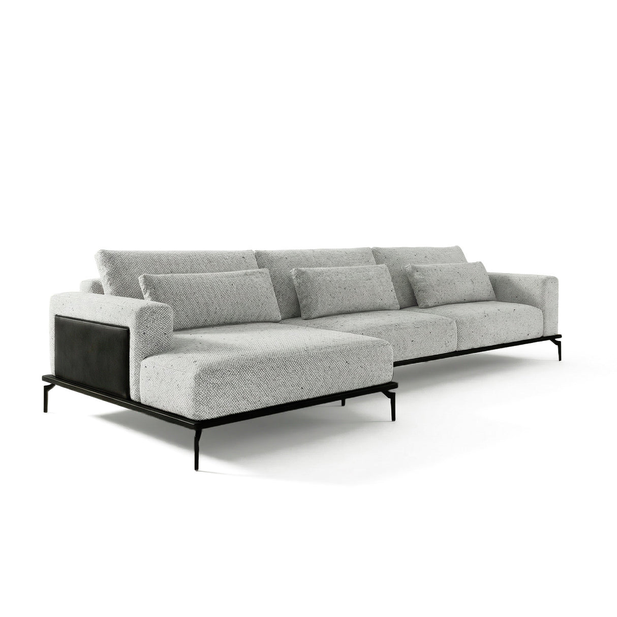 Sofá con chaise longue de tres cuerpos.