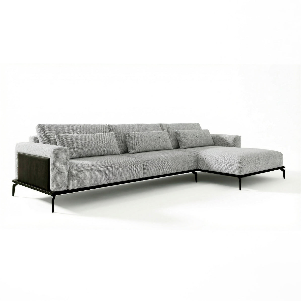 Sofá con chaise longue de tres cuerpos.