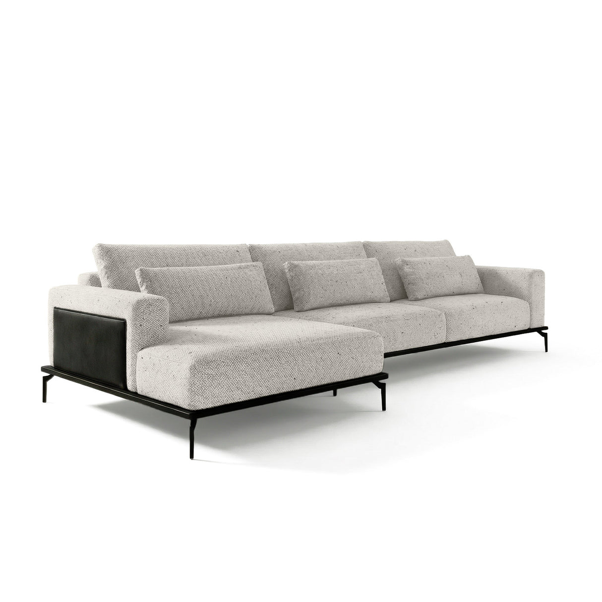 Sofá con chaise longue de tres cuerpos.