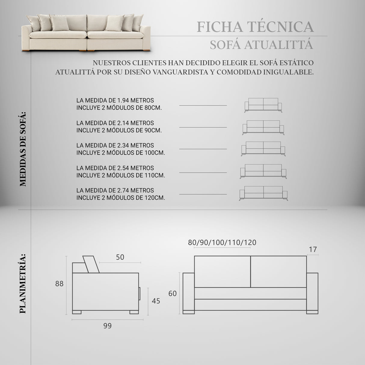 Sofá de 2 cuerpos Atualittá