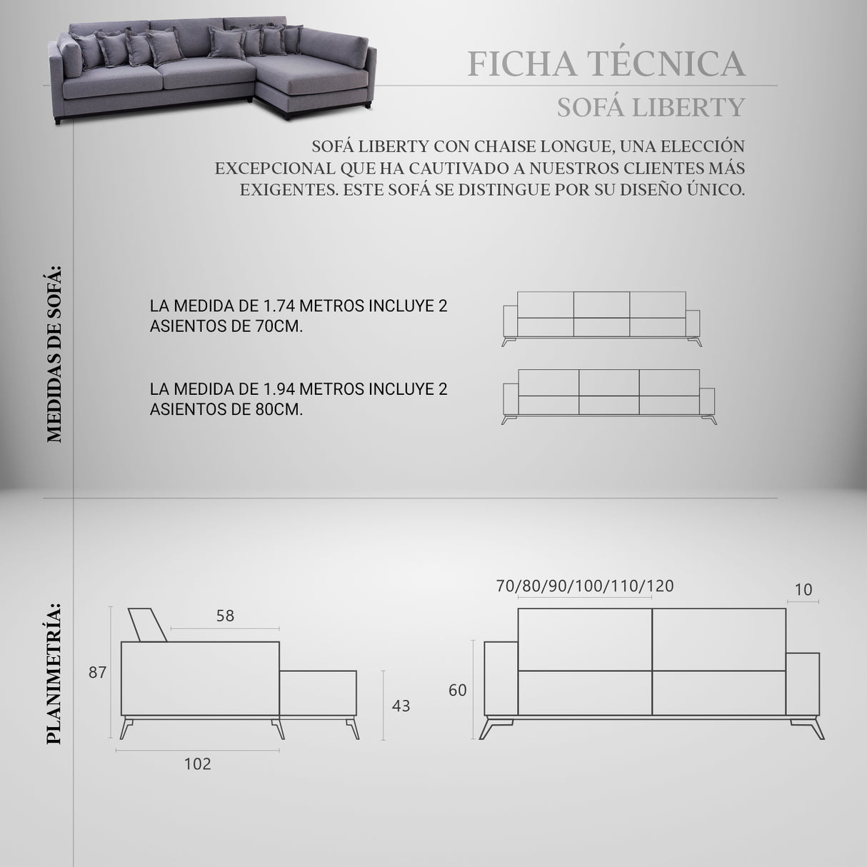 Sofá Liberty con Chaise Longue