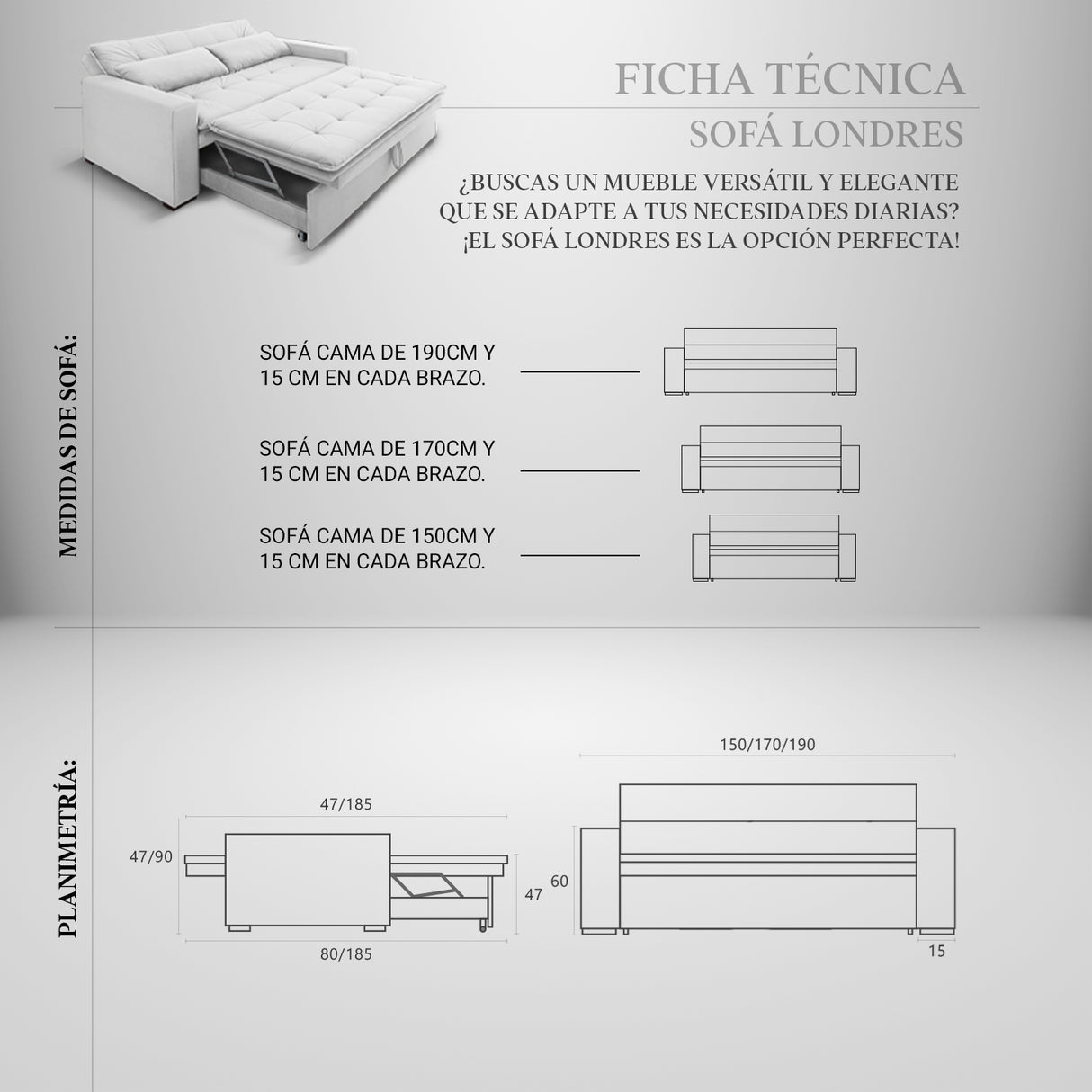 Sofá Cama 2 cuerpos Londres