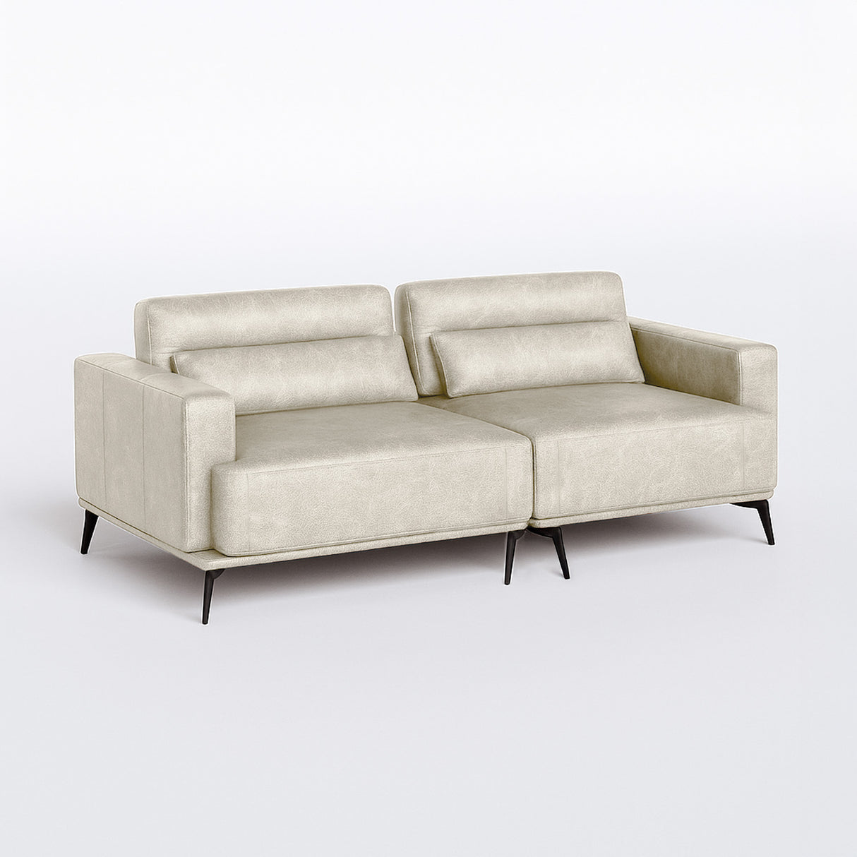 sofa de cuero 2 cuerpos color blanco