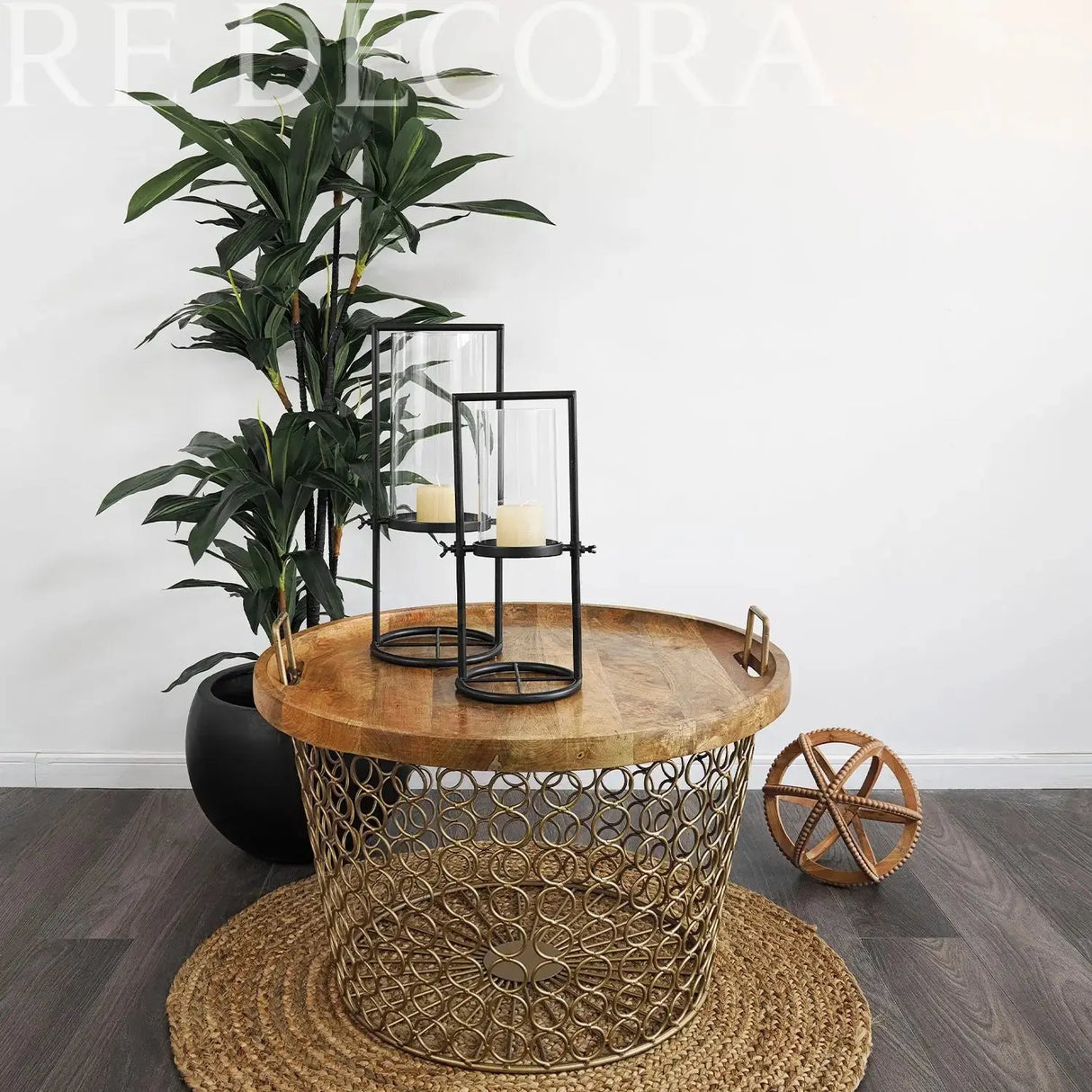 Fanal de Fierro con Vidrio Grande Re Decora