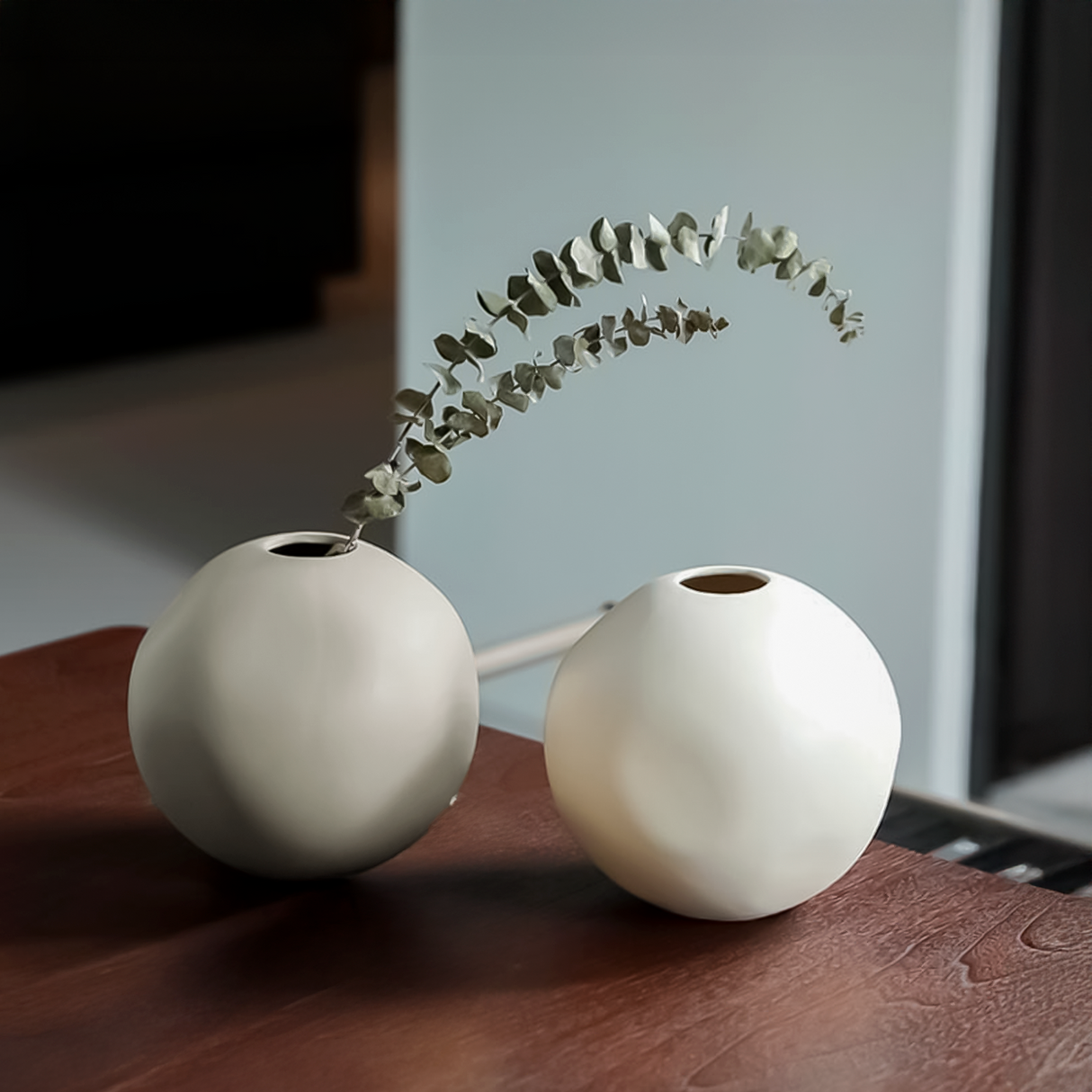 Jarrón de Cerámica Redondo Grande Minimalista Kelida Porcelana