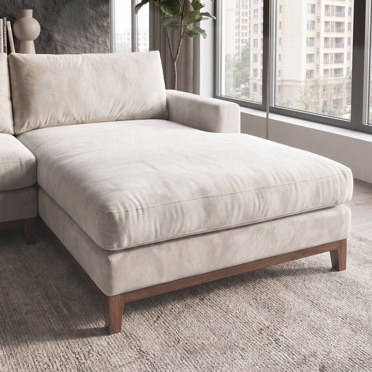 Sofá Seccional 3 Cuerpos Adesso con Chaise Longue Derecho Tela Beige - 3.90m a Confección