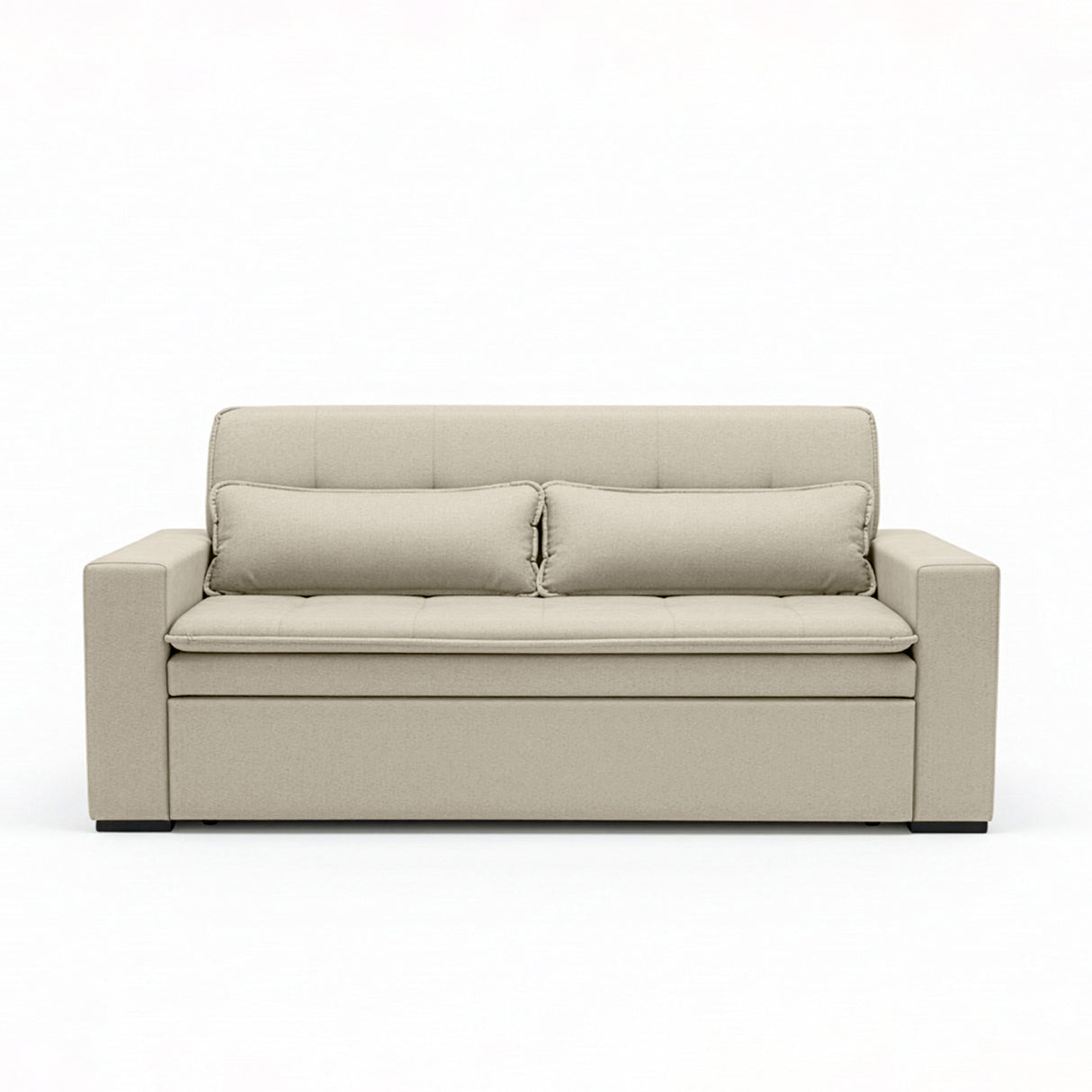 Sofá cama 2 cuerpos Londres con tela chenilla color beige claro