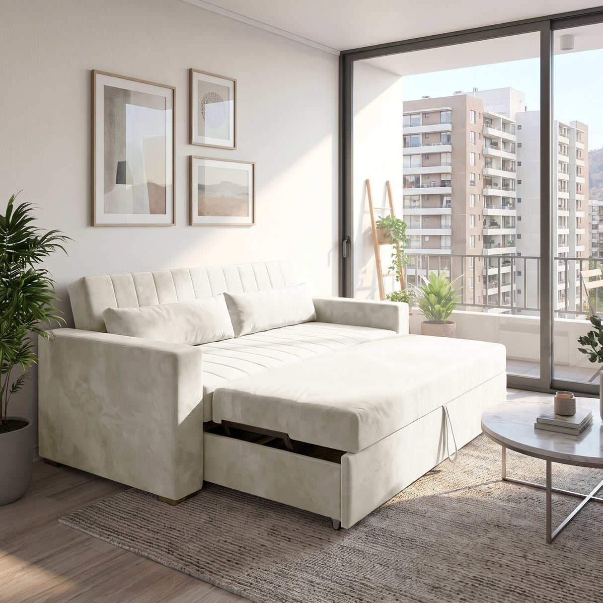 Sofá 2 cuerpos Málaga Tela Beige - 1.50m
