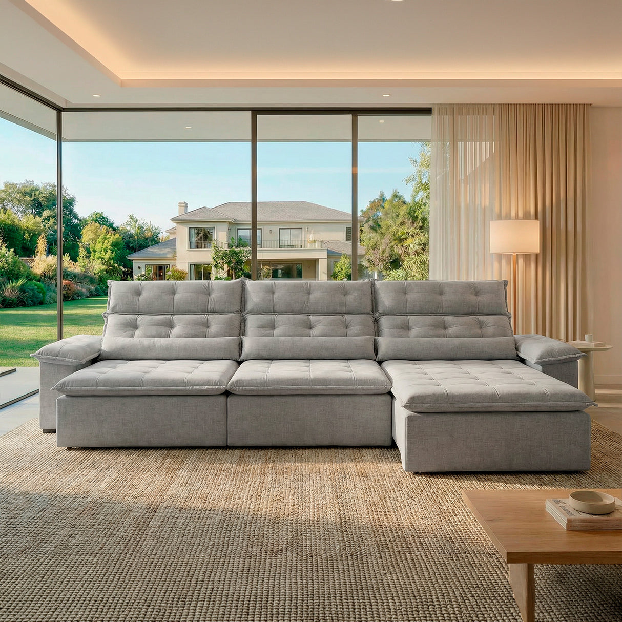 Sofá 3 Cuerpos Prediletto Tela Blanco - 3.60m