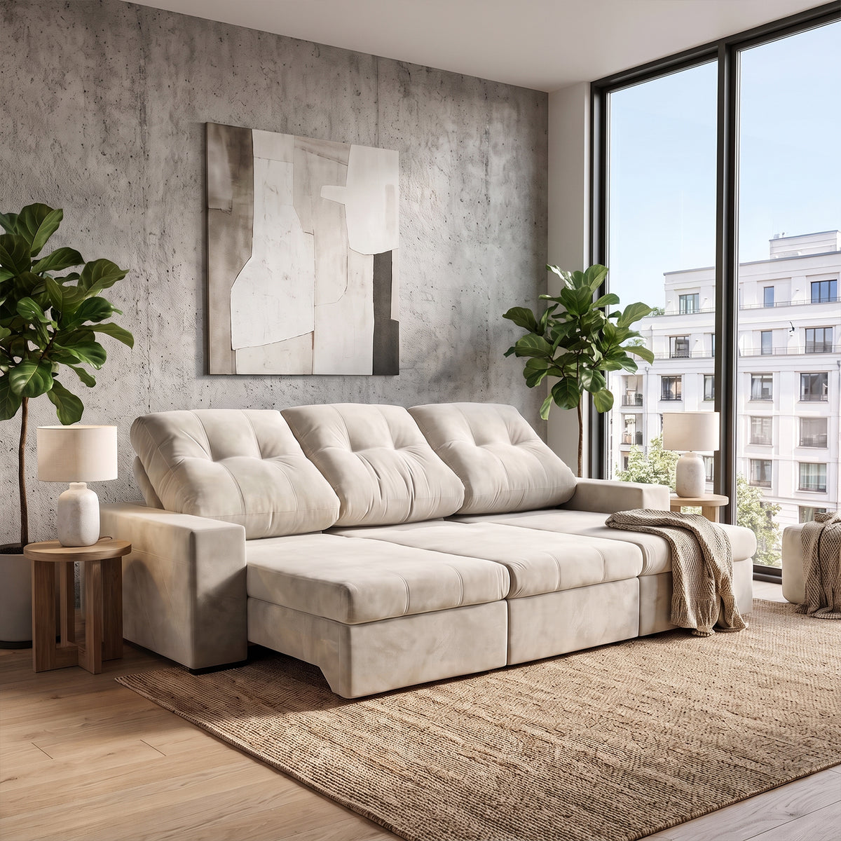 Sofá 3 cuerpos Royalle Tela Beige - 2.90m a Confección