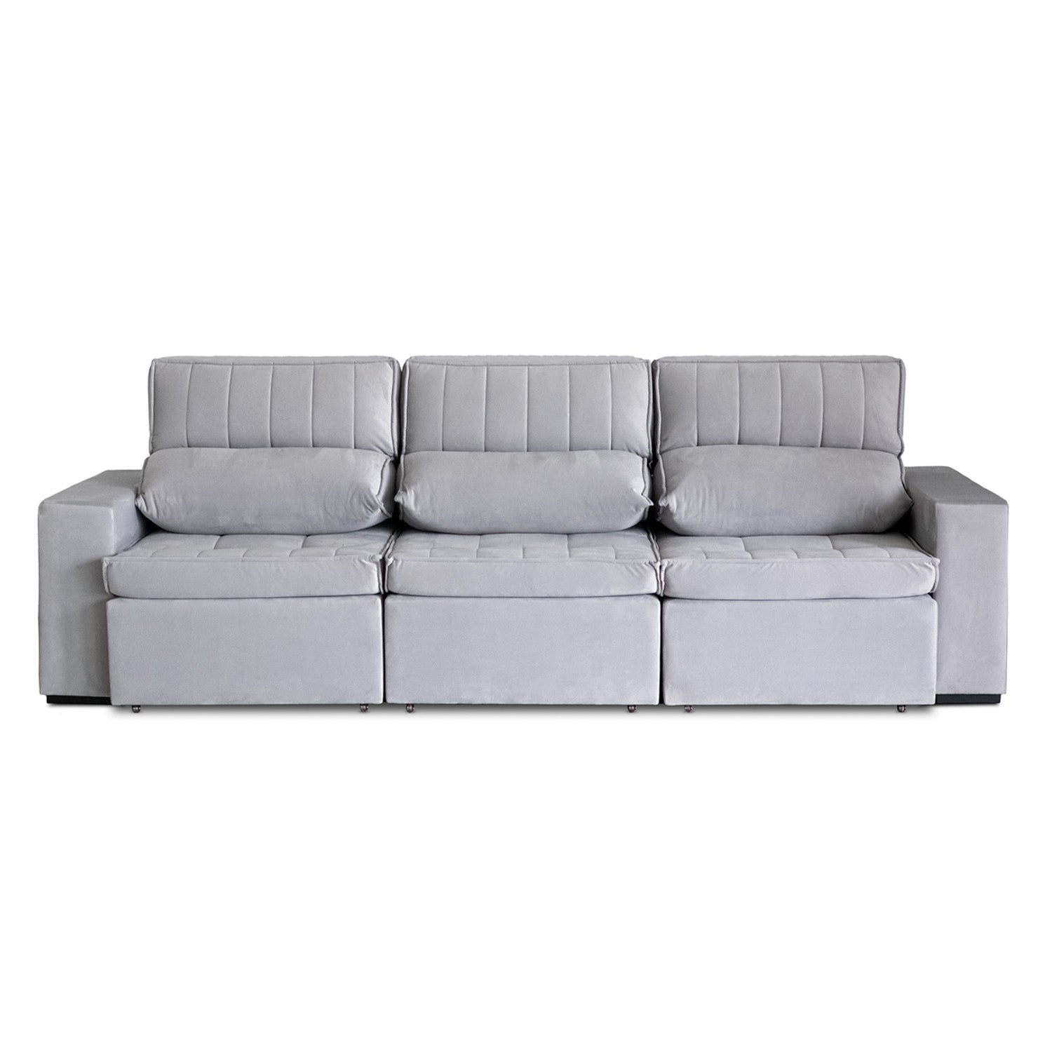 Sofá extensible y reclinable toquio 3 cuerpos color gris de frente