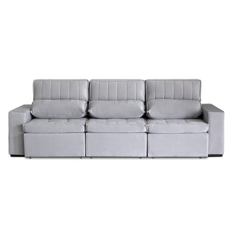 Sofá extensible y reclinable toquio 3 cuerpos color gris de frente