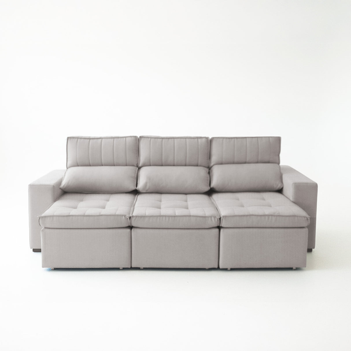 Sofá extensible y reclinable de 3 cuerpos tela chenille color café