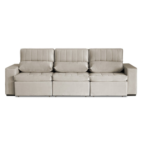 Sofá extensible y reclinable toquio 3 cuerpos color biege de frente