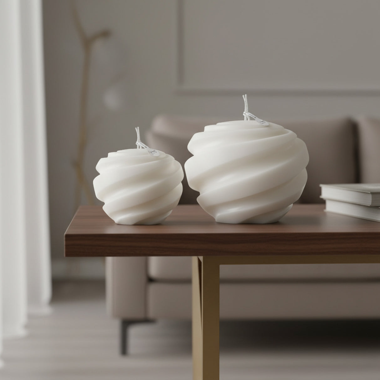 Vela de Cera Blanca Esfera Nórdica