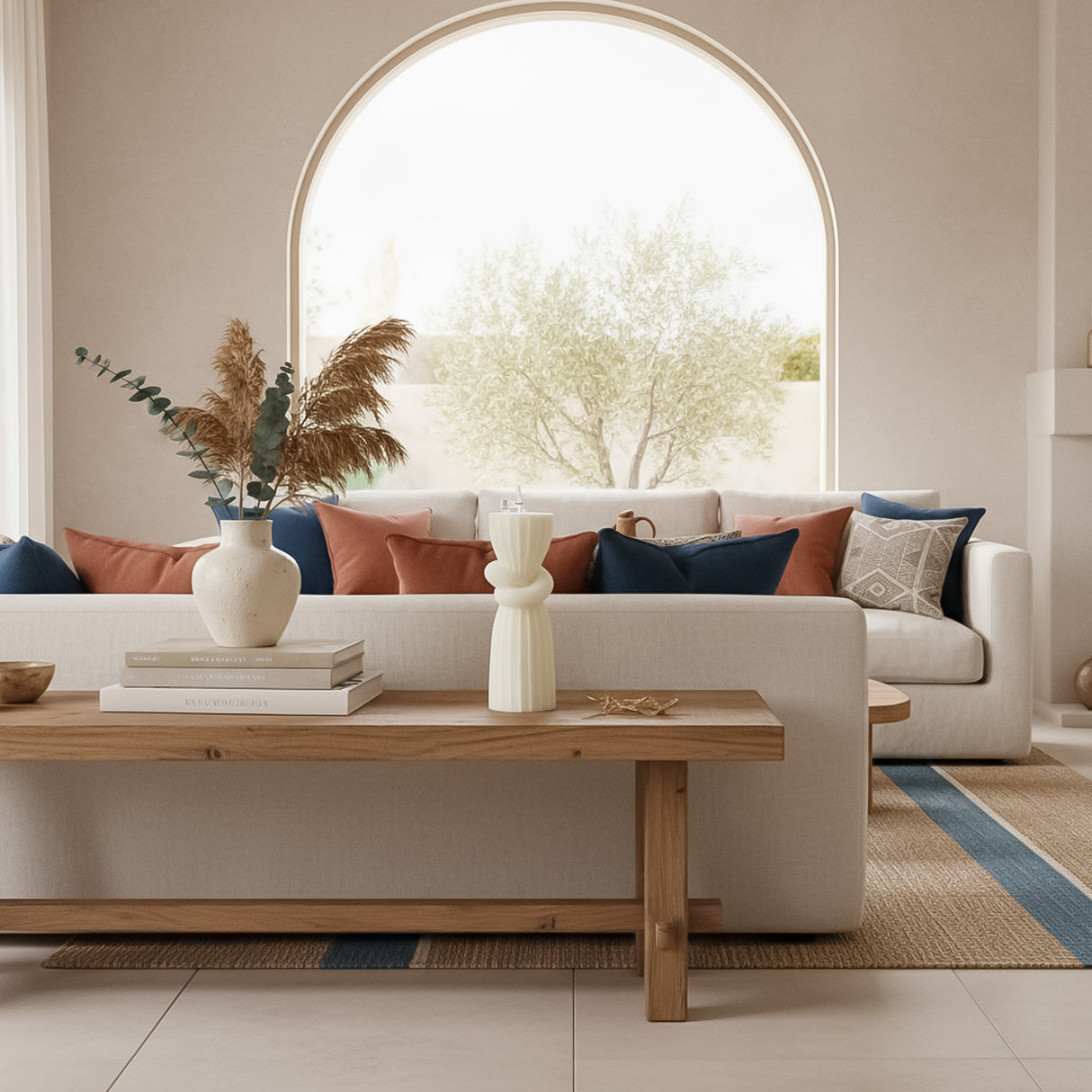 Vela de Cera Blanca Nórdica Pilar con Nudo