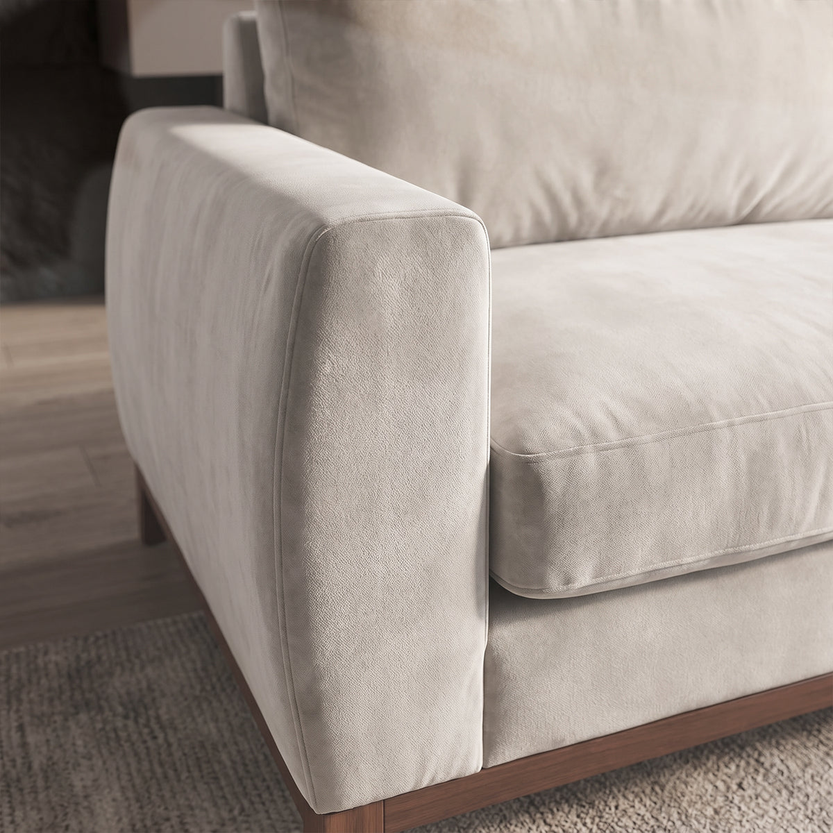 Sofá Seccional 3 Cuerpos Adesso con Chaise Longue Derecho Tela Beige - 3.90m a Confección