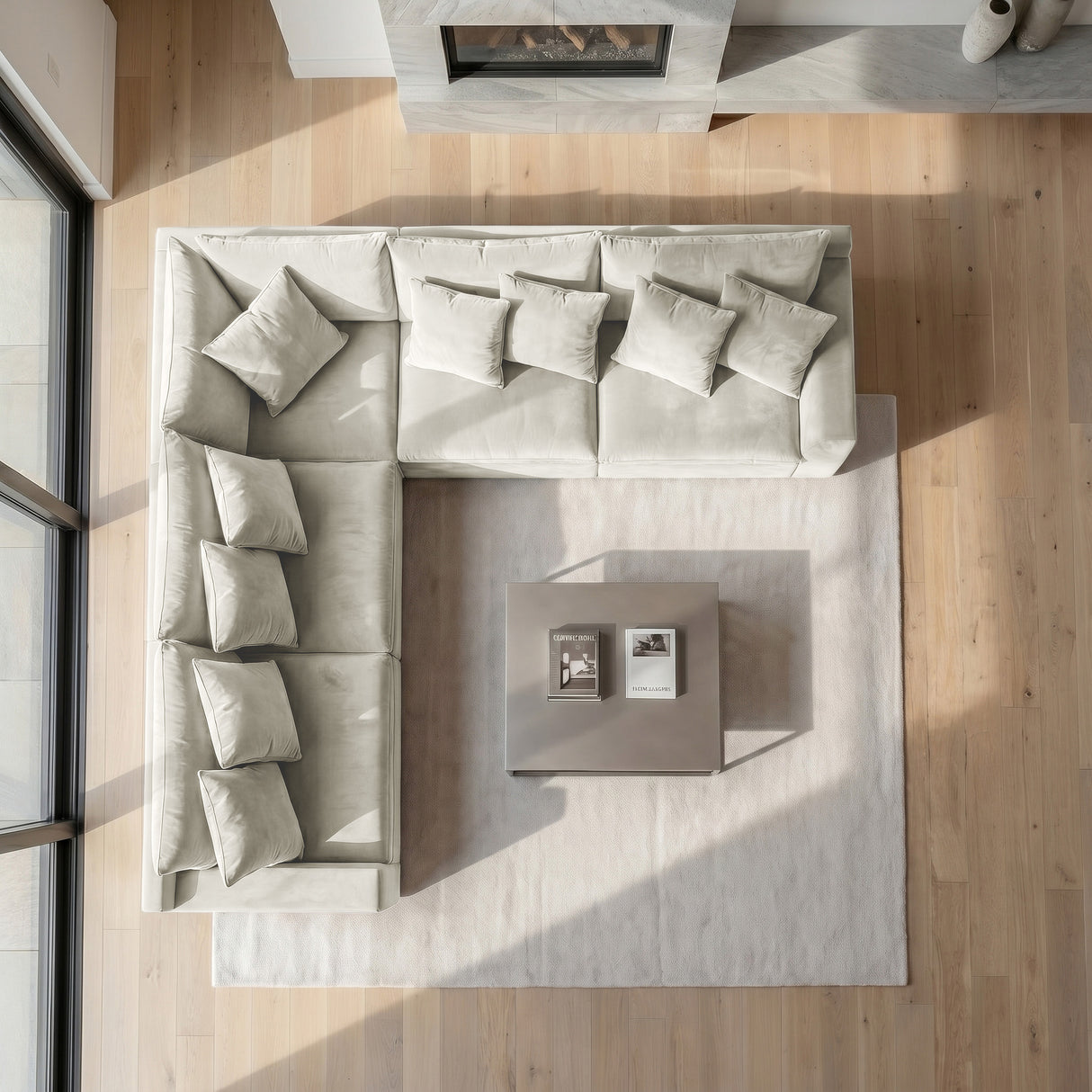 Sofá 4 Personas Atualittá en "L" Tela Beige - 2.77M X 2.77M de Chaise Longue