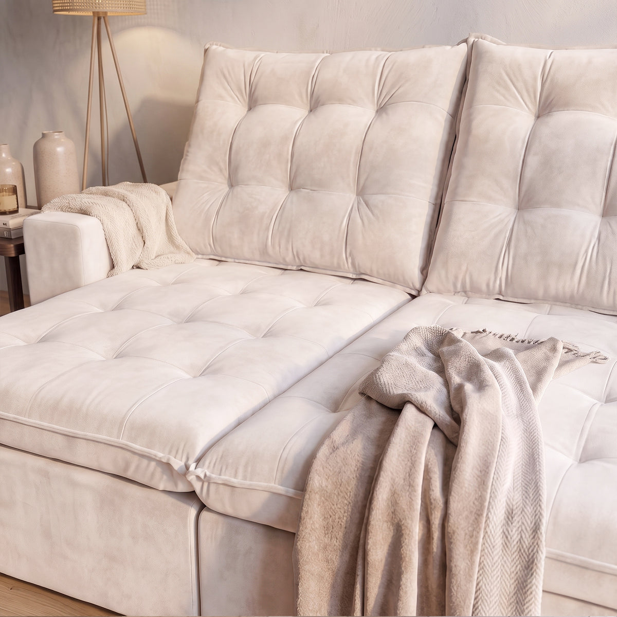 Sofá 3 Cuerpos Caribe Tela Beige - 3.39m a Confección