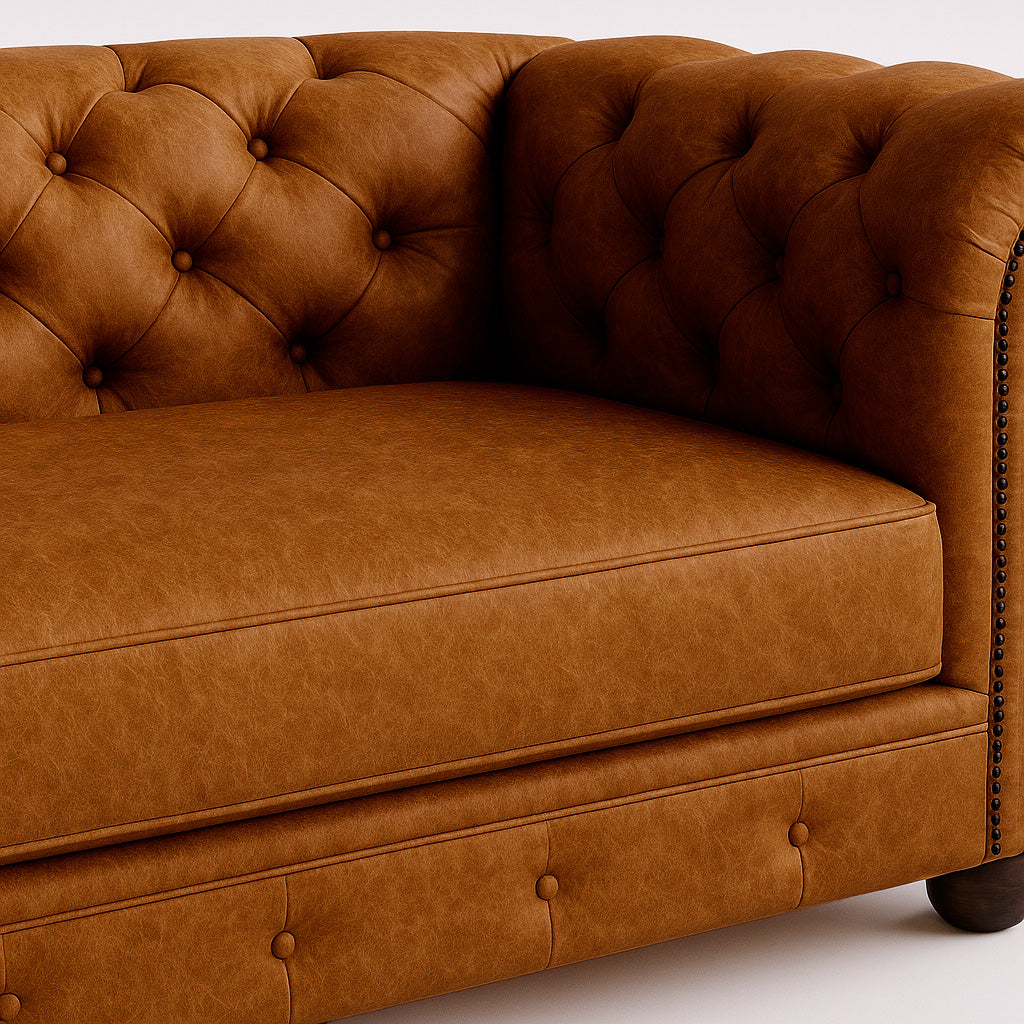 Sofá Chesterfield Cuero Natural