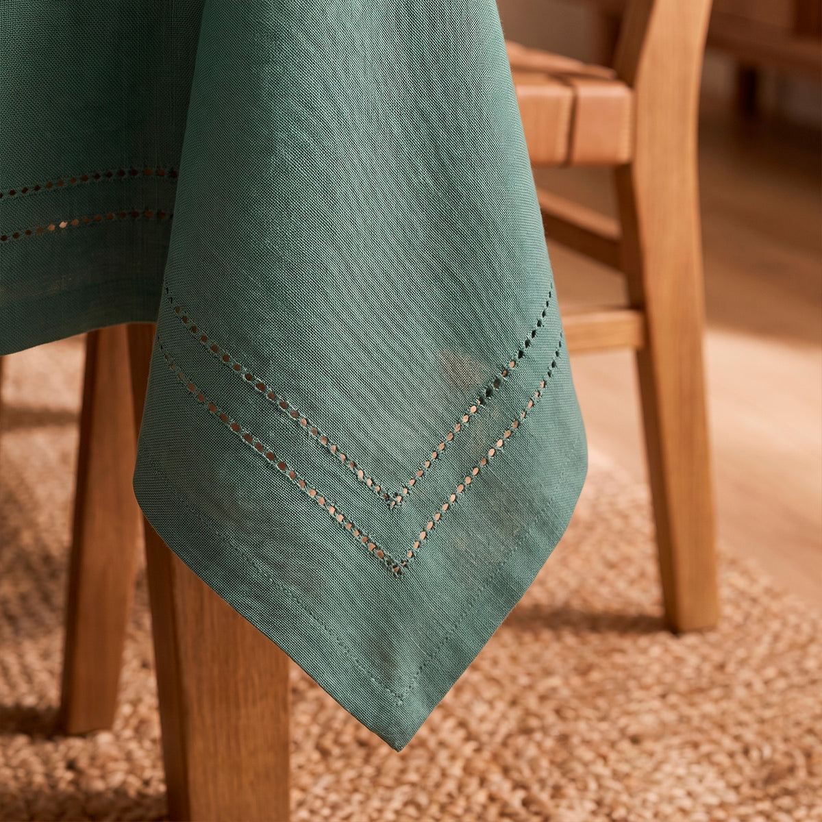 MANTEL BORDE PICOT VERDE 180 x 350cm