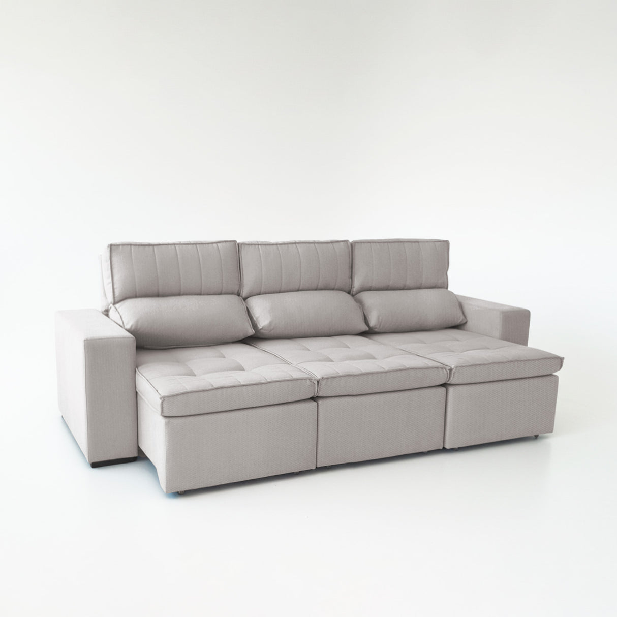 Sofá extensible y reclinable de 3 cuerpos tela chenille color café