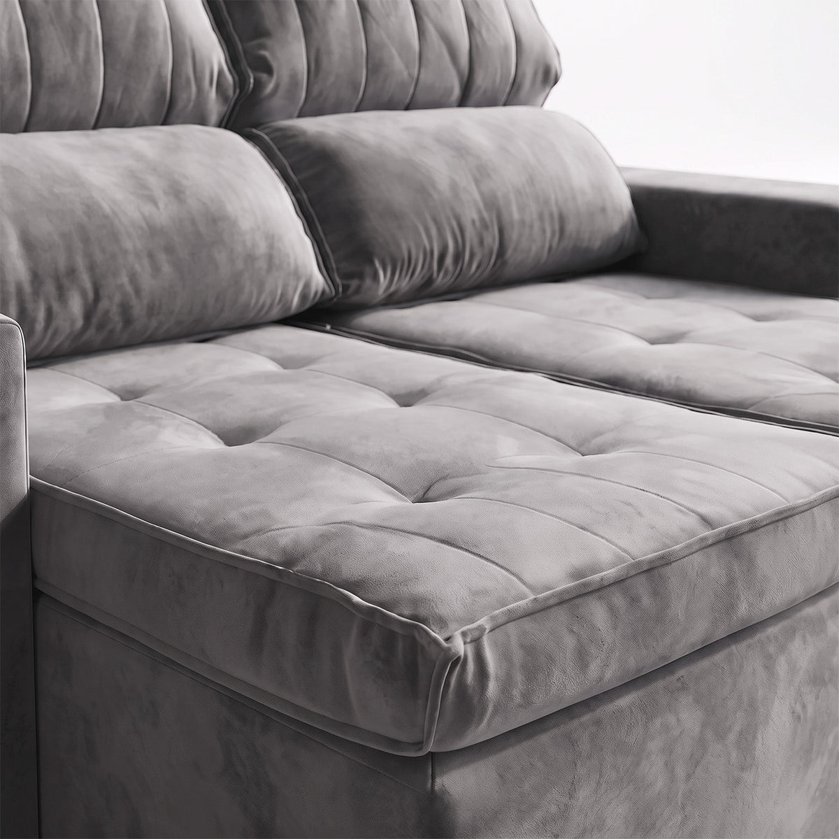 Sofá 2 cuerpos Extensible y Reclinable Toquio Stock Tela gris oscuro - 1.64MT