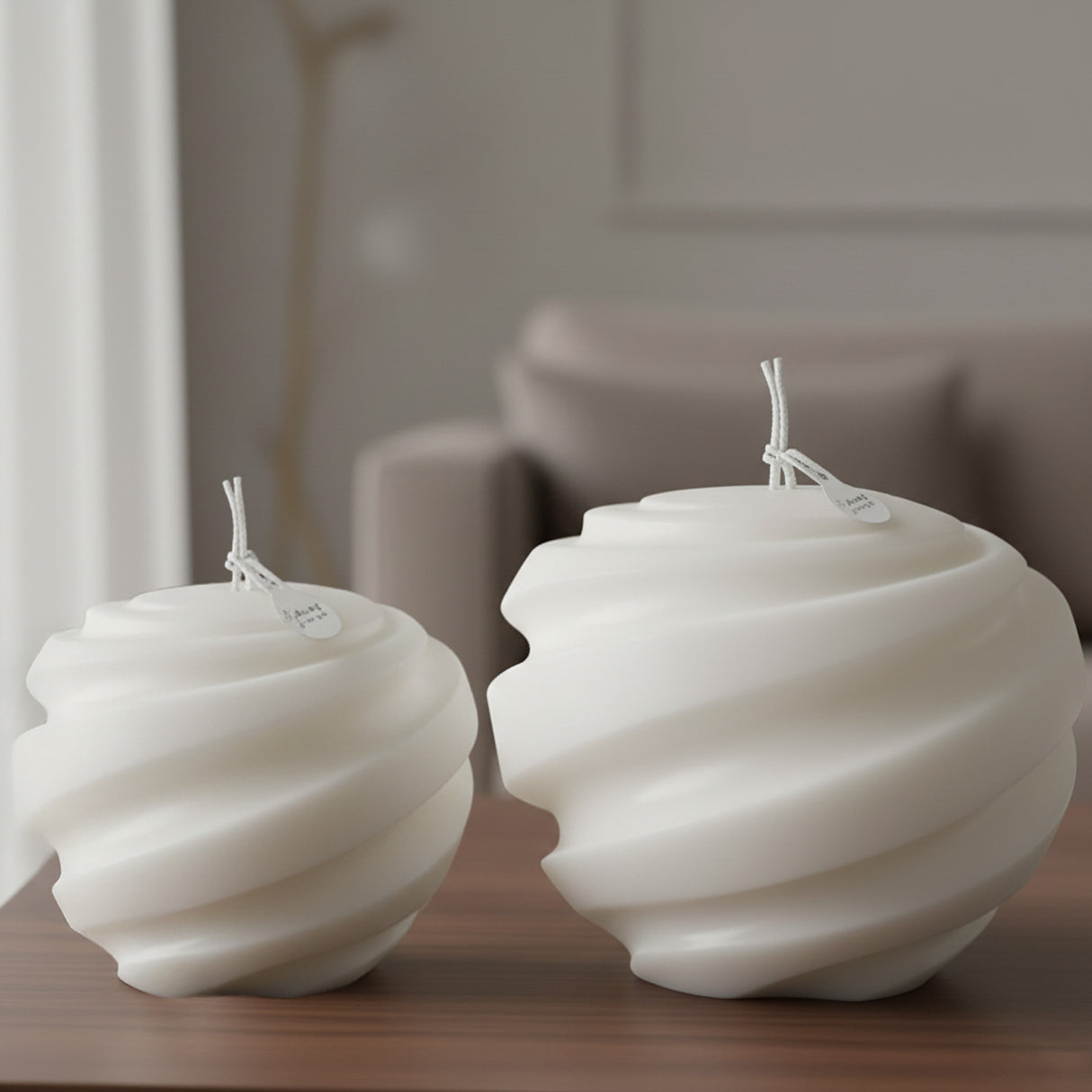 Vela de Cera Blanca Esfera Nórdica