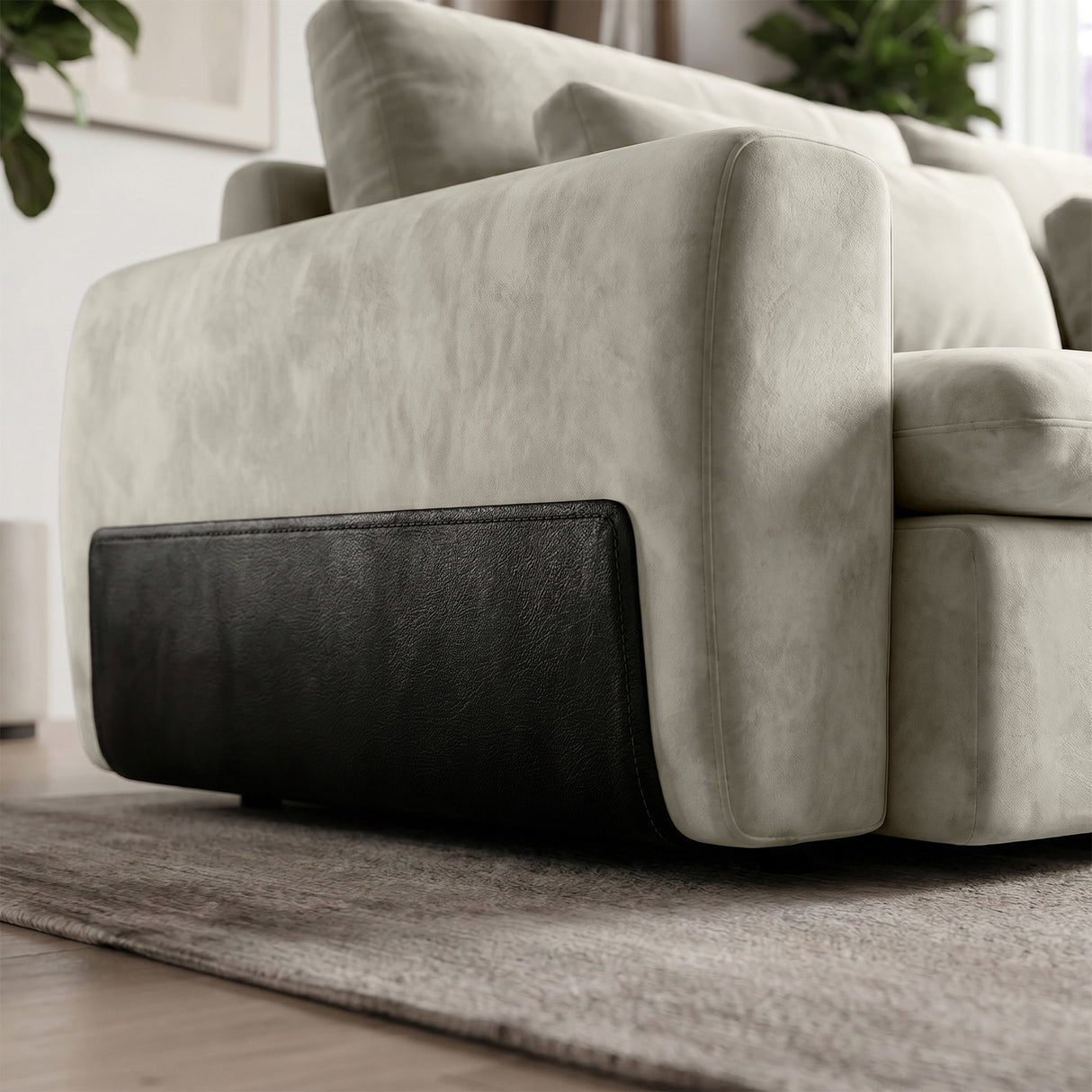 Sofá 3 Cuerpos Litus Tela Beige - 3.04m