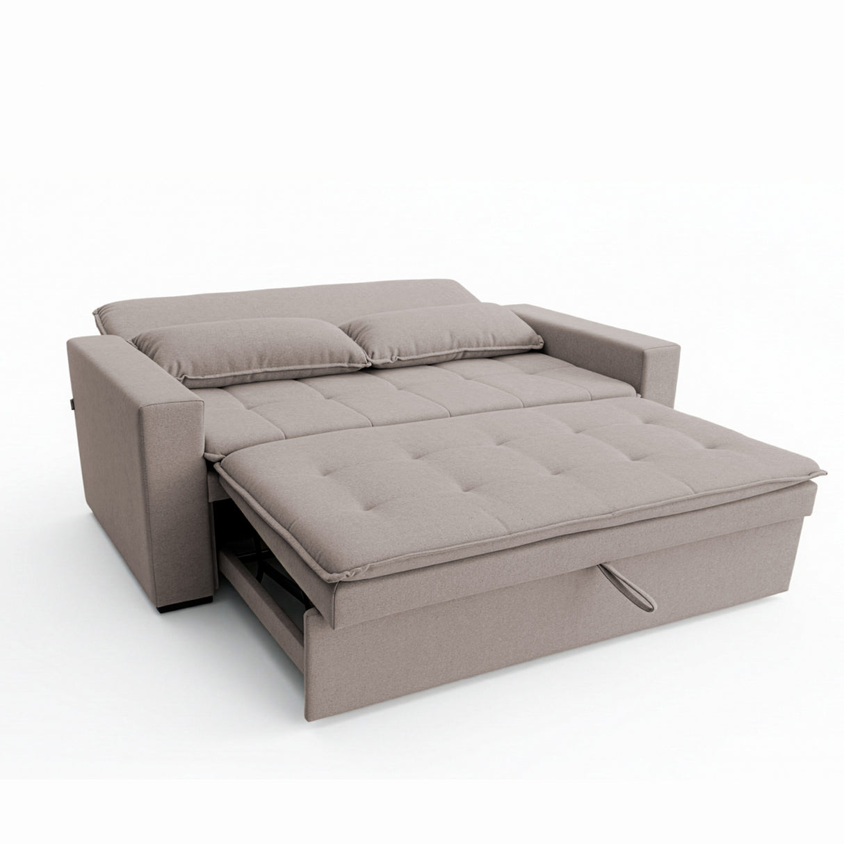 Sofá cama 2 cuerpos Londres con tela chenilla color café claro