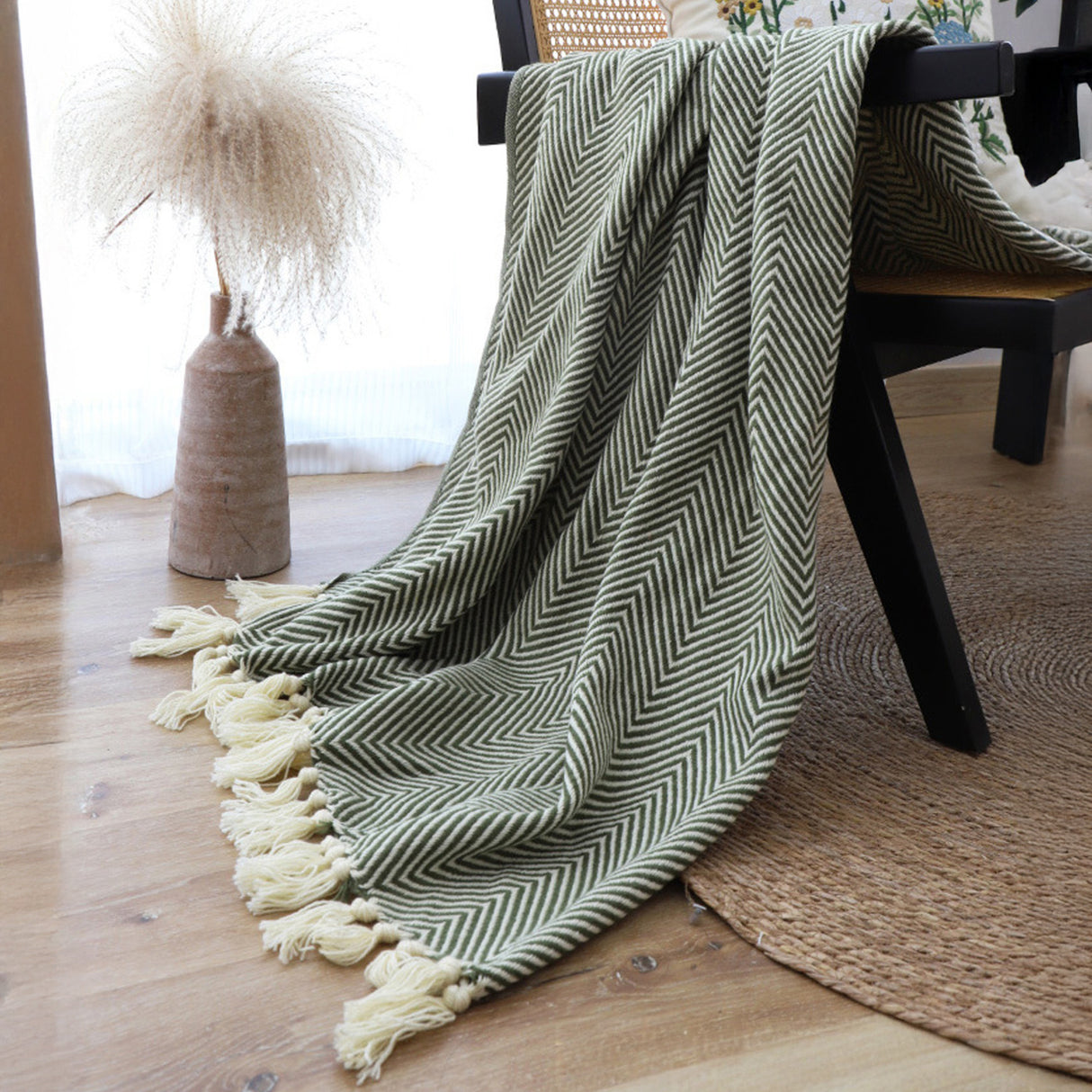 Manta Tejida Clásica con Flecos