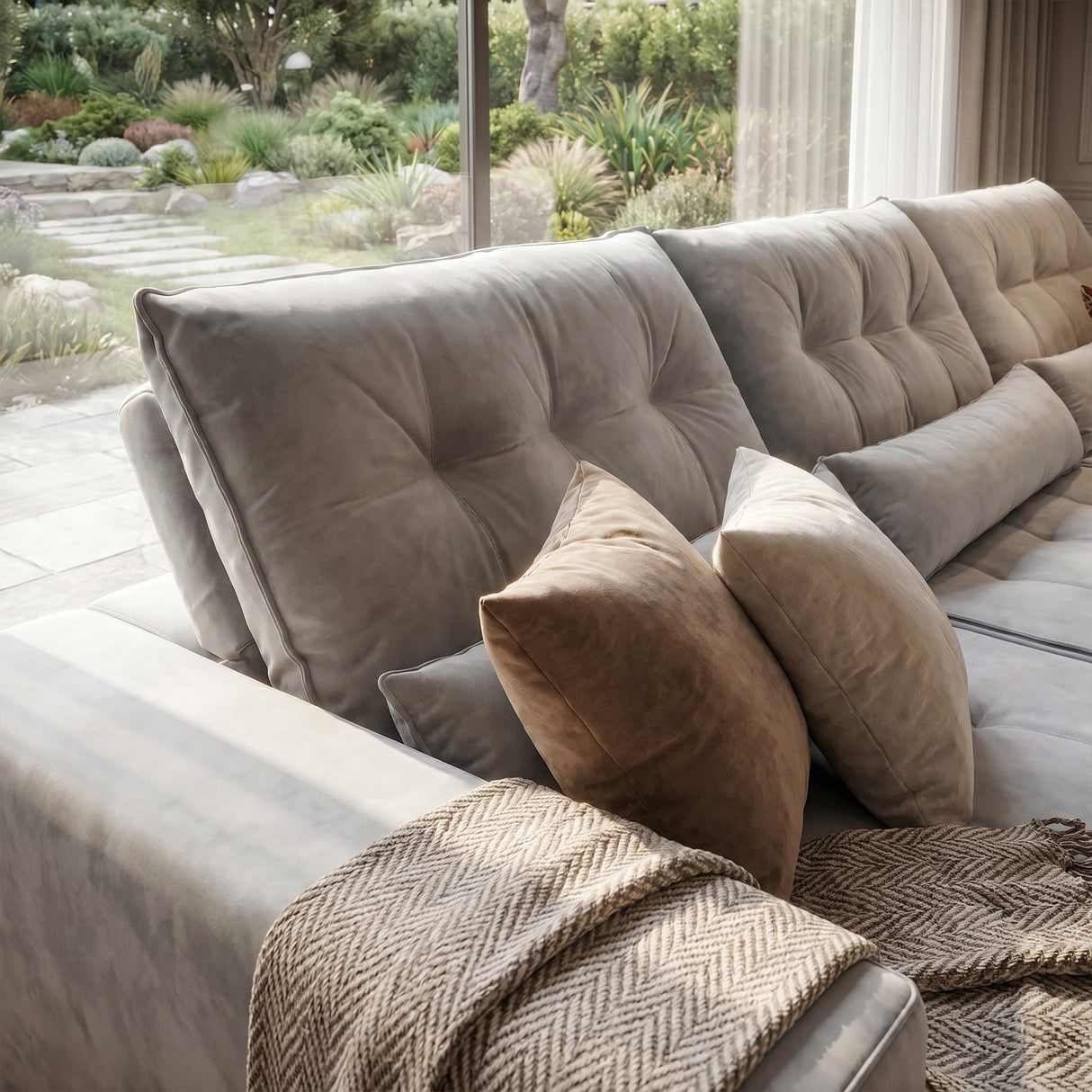 Sofá 2 cuerpos Miami Tela Beige - 2.24m
