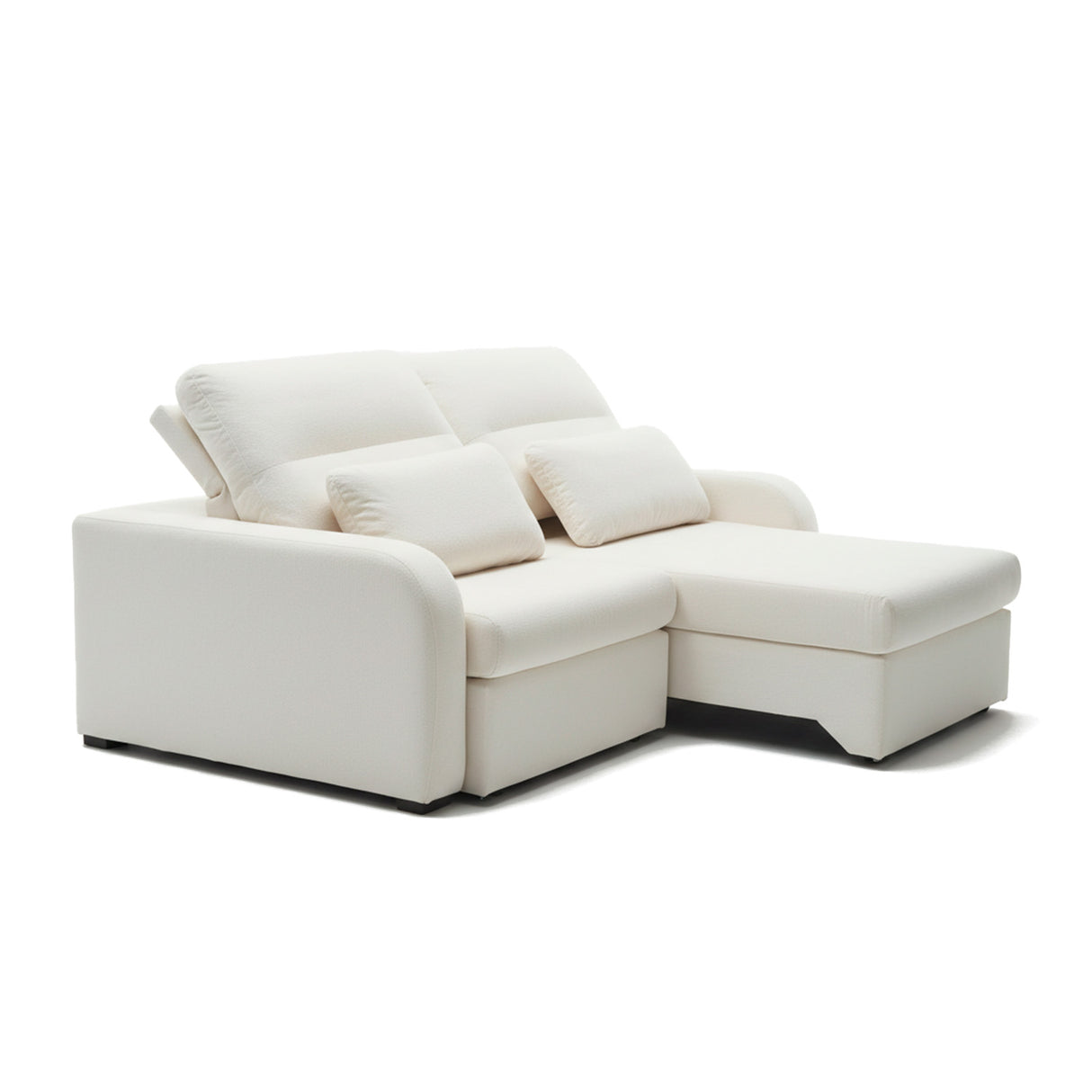 Sofá extensible de dos cuerpos, tapiz boucle color blanco