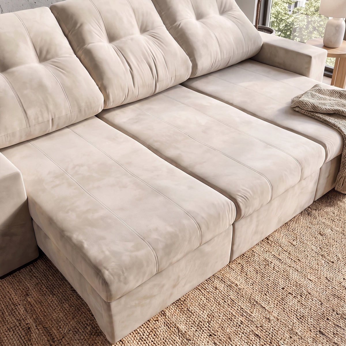 Sofá 3 cuerpos Royalle Tela Beige - 2.90m a Confección