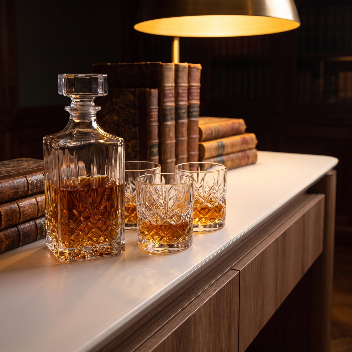 Set 4 vasos y botella whiskey