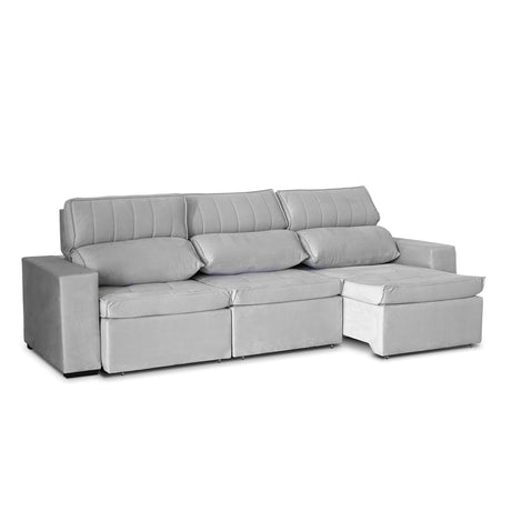 Sofá extensible y reclinable toquio 3 cuerpos color gris un módulo extendido
