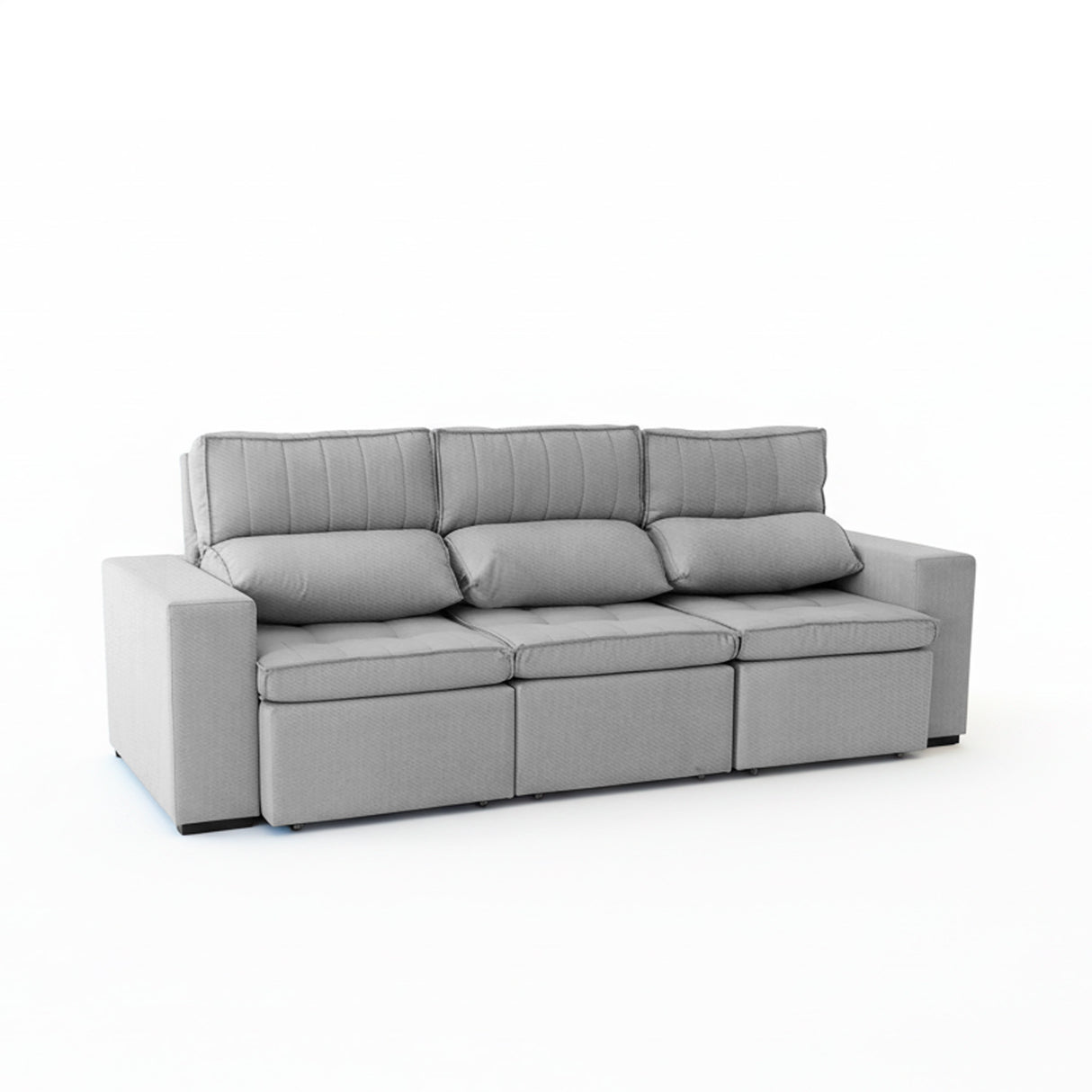 Sofá extensible y reclinable de 3 cuerpos tela chenille color gris